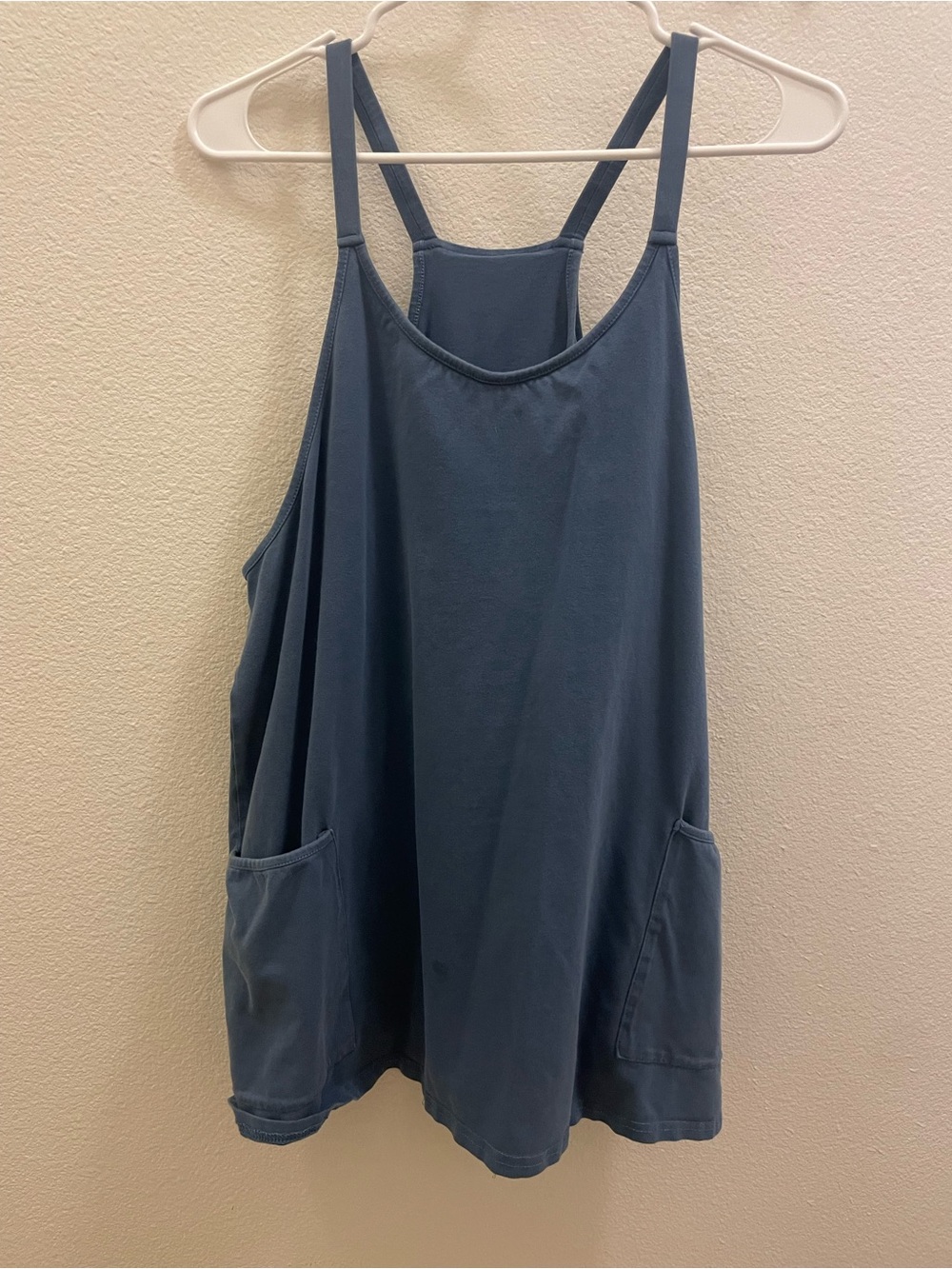 Rust Red & Slate Blue Spaghetti Strap Rompers - Picture 2 of 8